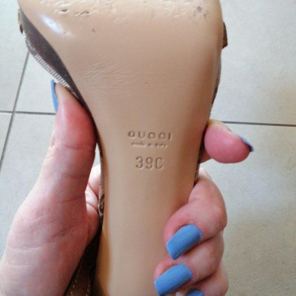 Authentic Gucci Monogram And Leather Platform San… - image 3